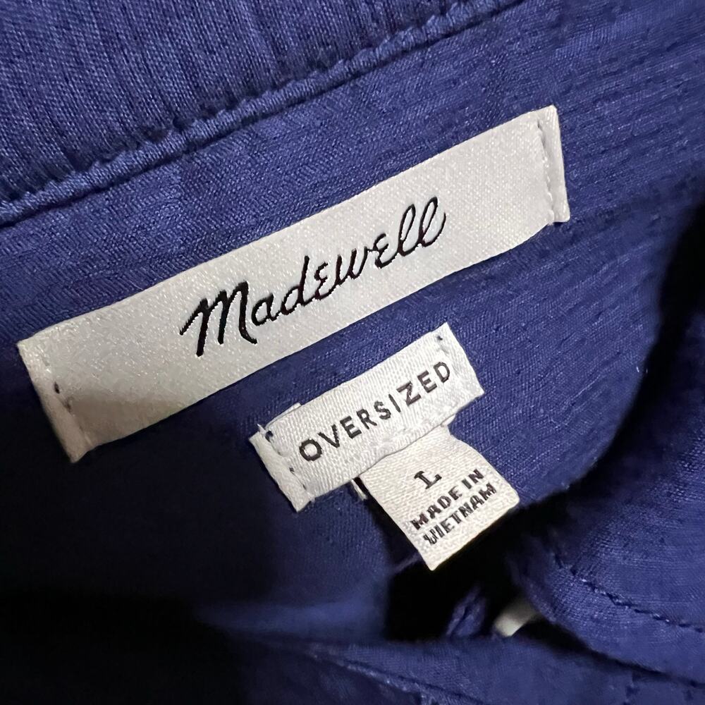Madewell Shirt Jacket Womens Large Oversized Button Up Blue Gauze Cotton NN969 - Picture 6 of 8